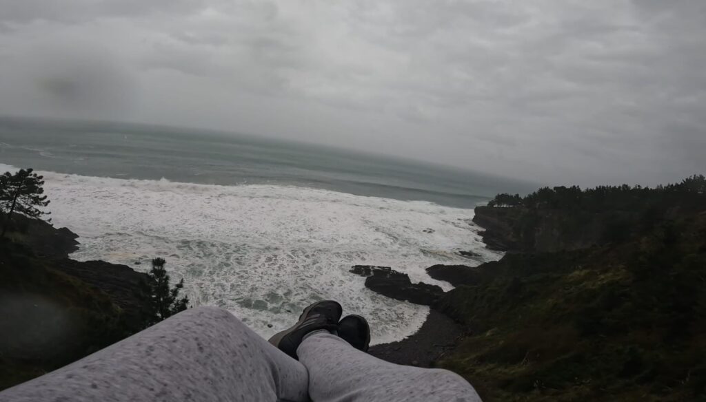 Puenting en Ondarroa. Despues del salto